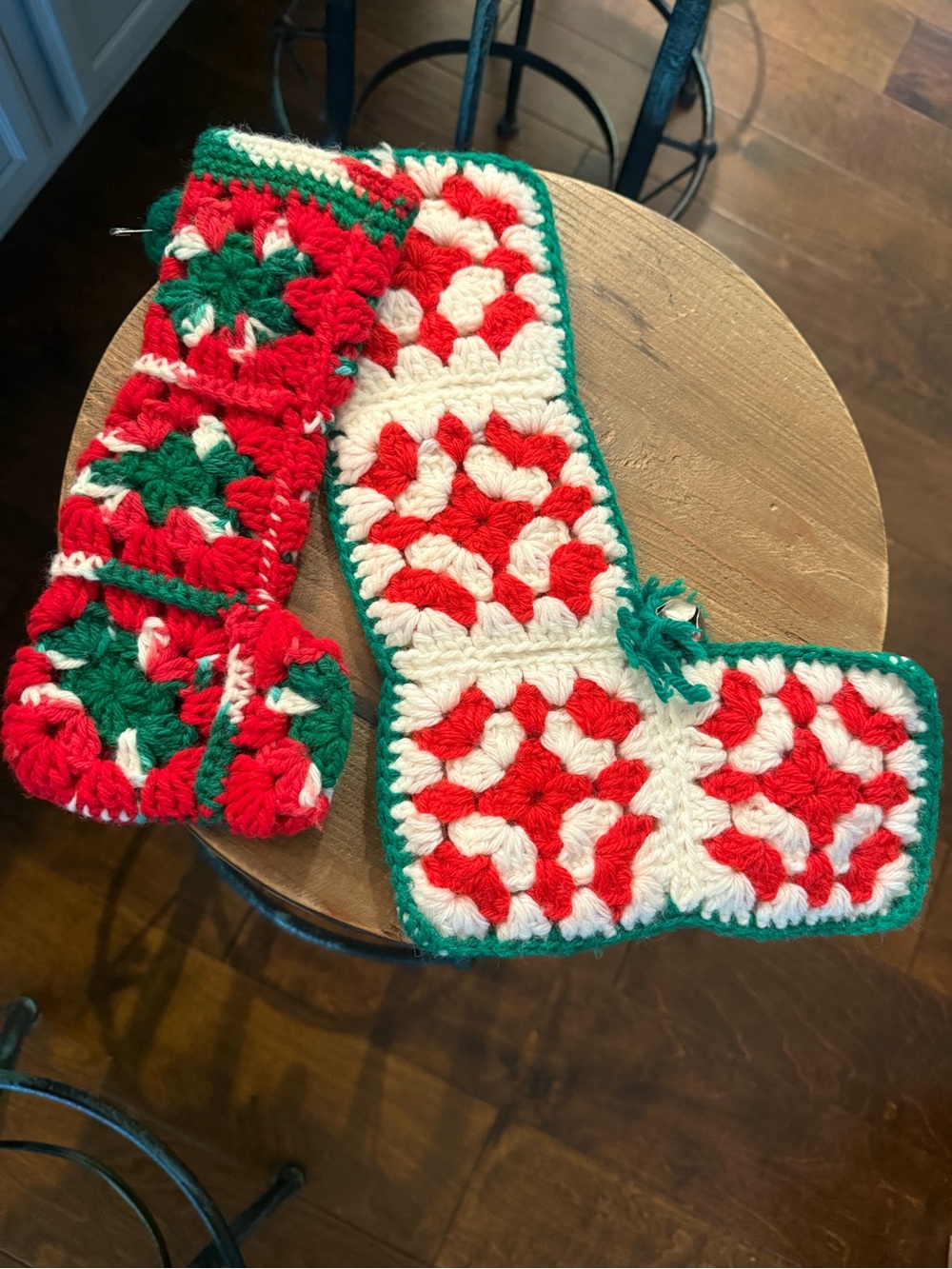 Handmade Christmas Stocking Crochet in Red, White & Green